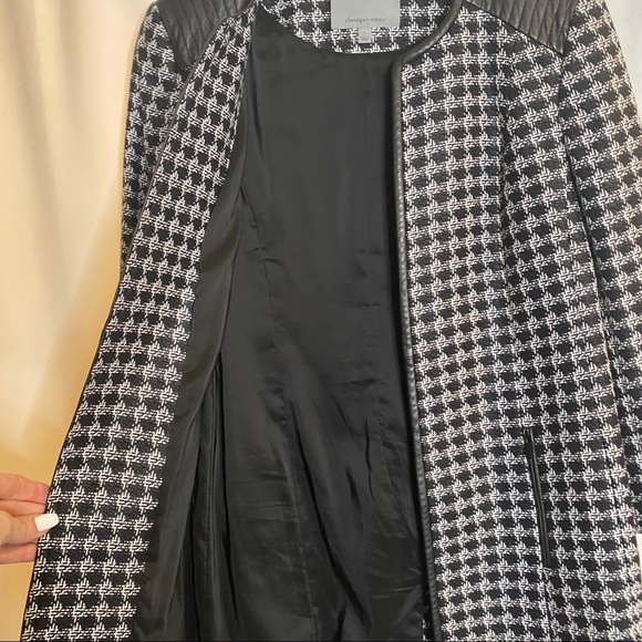 Houndstooth Blazer with Leather Trim - Picture 7 of 10